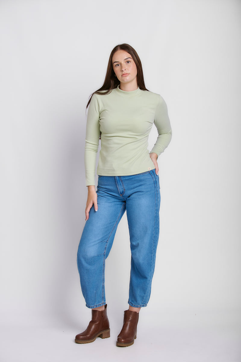 SOFT RIB POLO NECK TOP - SAGE – SenquOnline