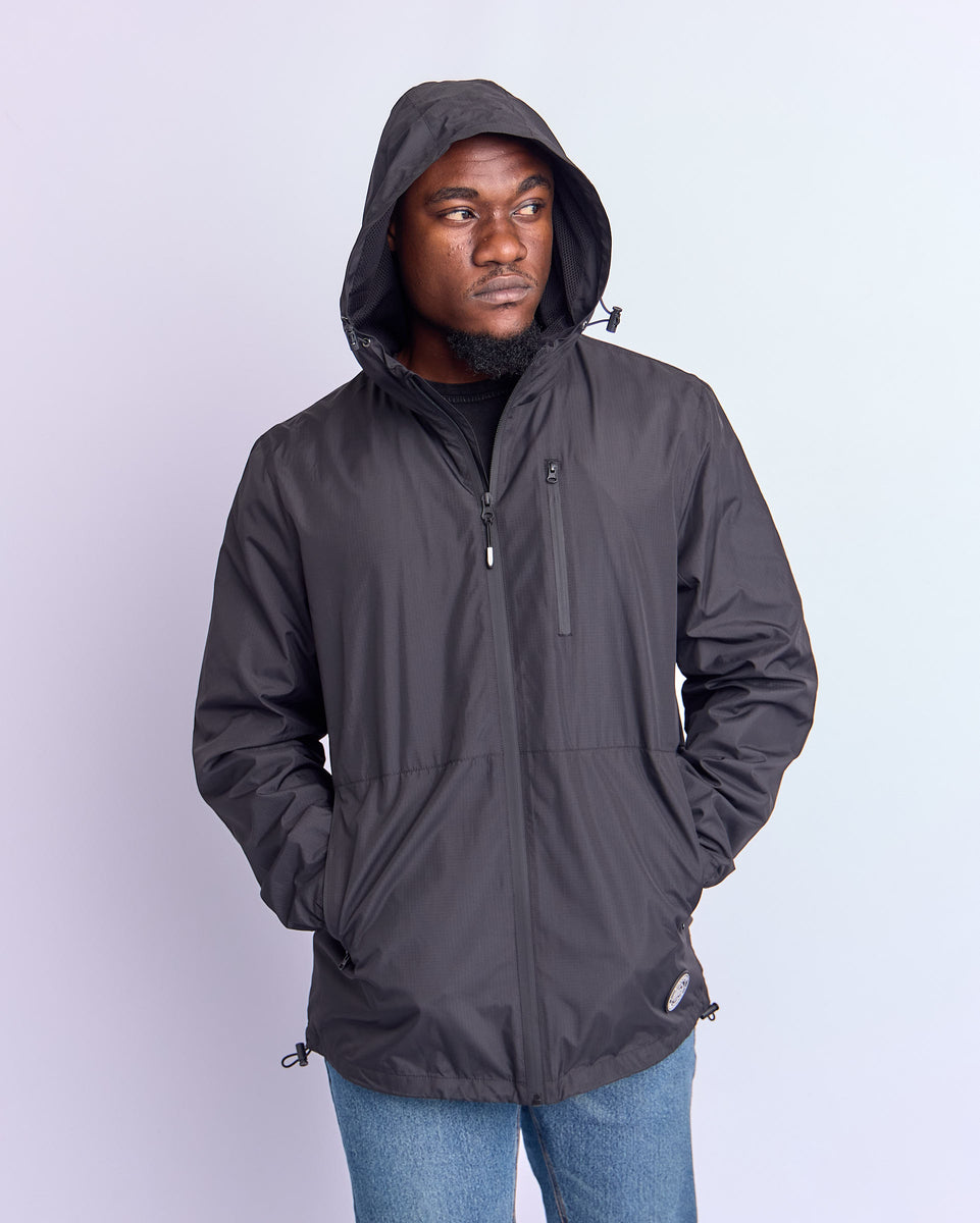 HOODED WINDBREAKER JACKET - BLACK – SenquOnline