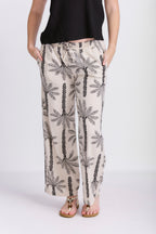 RELAXED STRAIGHT LEG LINEN PRINTED PANTS