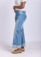 WIDE LEG  TURNUP DENIM JEANS