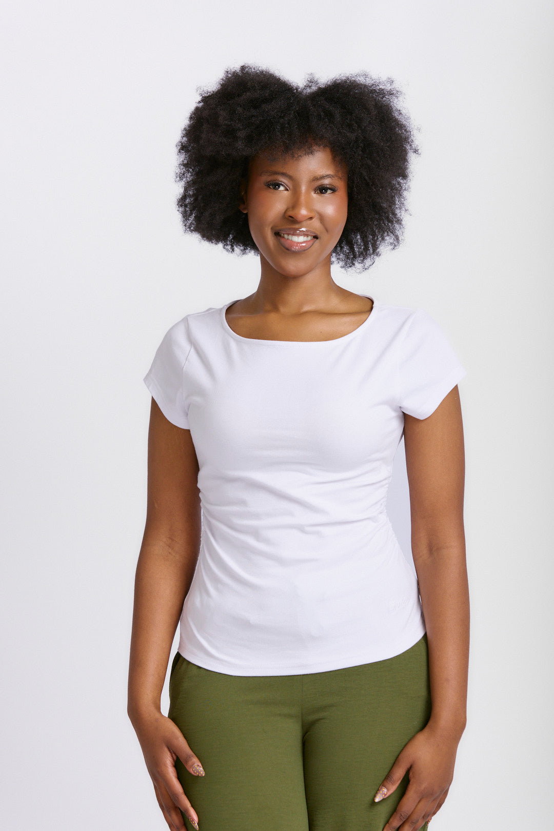 BOAT NECK CAP SLEEVE TOP