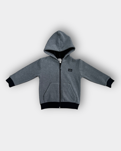 BOYS ZIP THROUGH HOODIE SHERPA JACKET - BLACK – SenquOnline