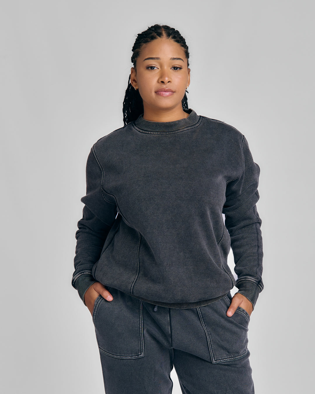 LADIES PIGMENT BRUSHED FLEECE SWEATSHIRT