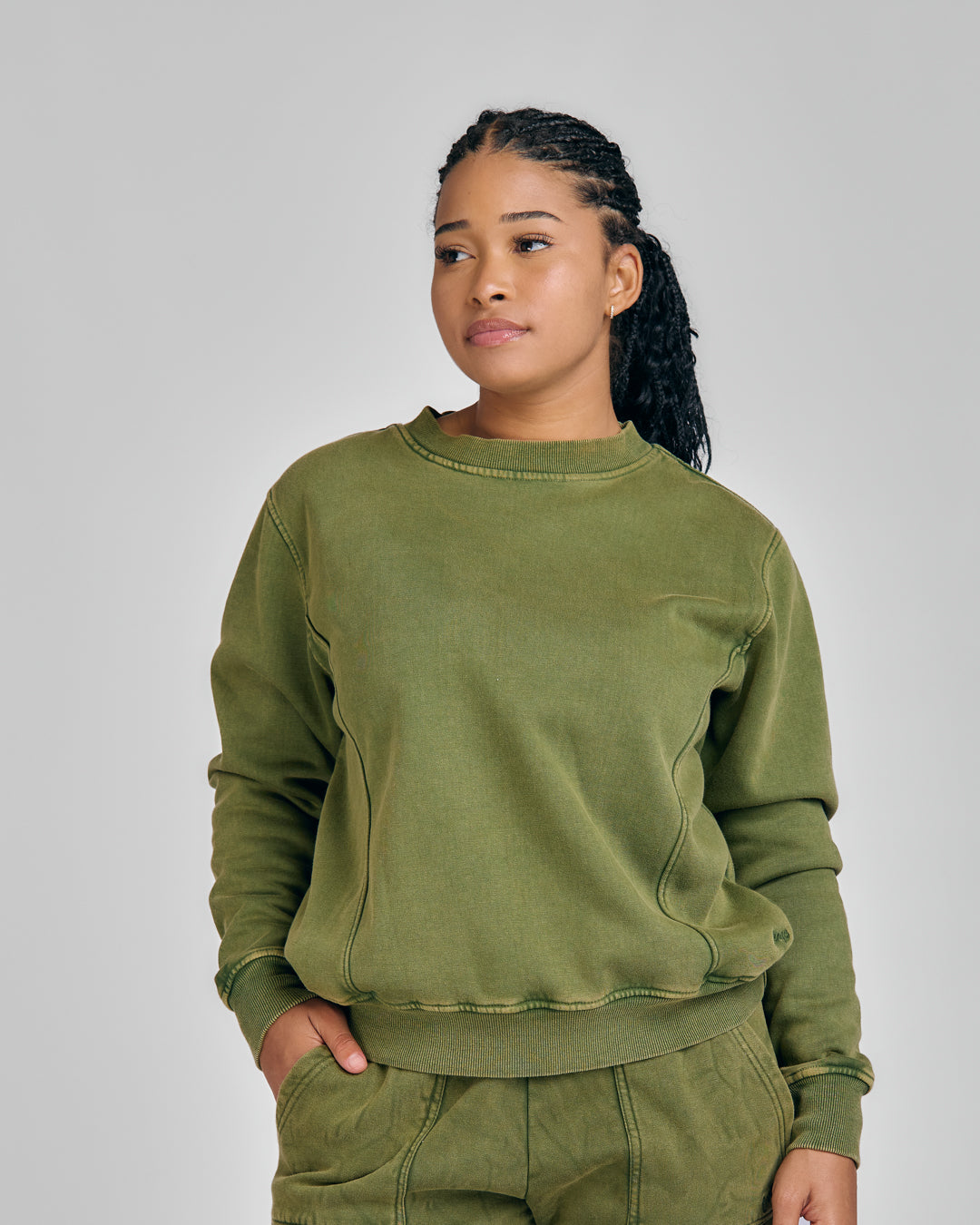LADIES PIGMENT BRUSHED FLEECE SWEATSHIRT