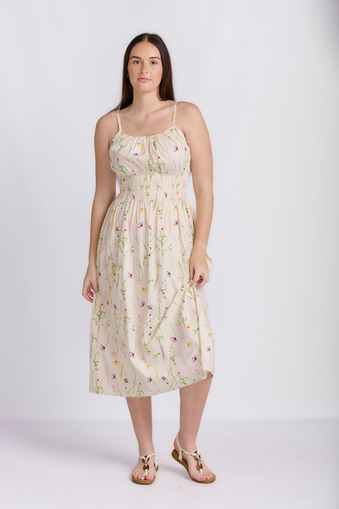 STRAPPY SMOCKED DRESS