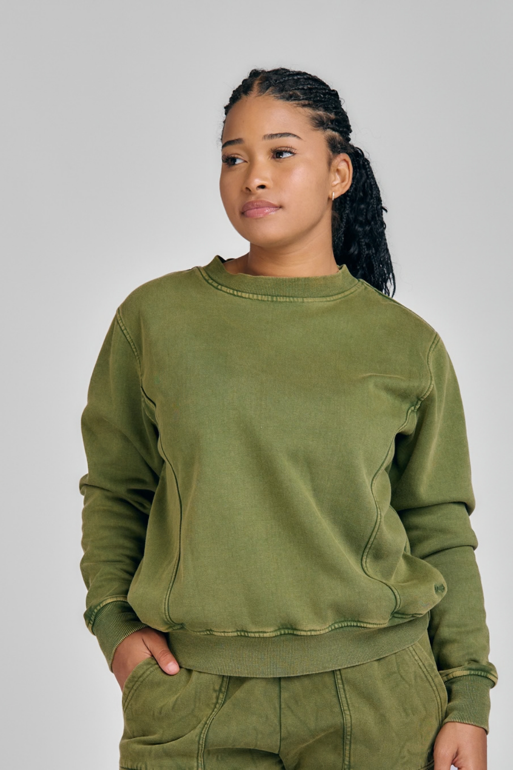 LADIES PIGMENT BRUSHED FLEECE SWEATSHIRT