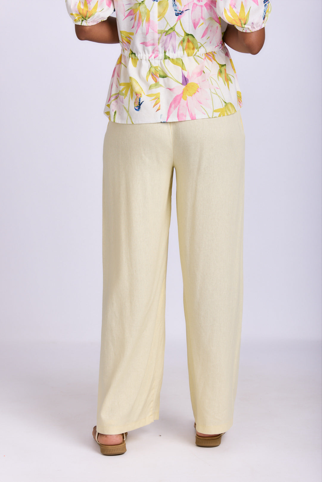 RELAXED STRAIGHT LEG LINEN PANTS