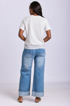 LADIES LACE HEM TEE