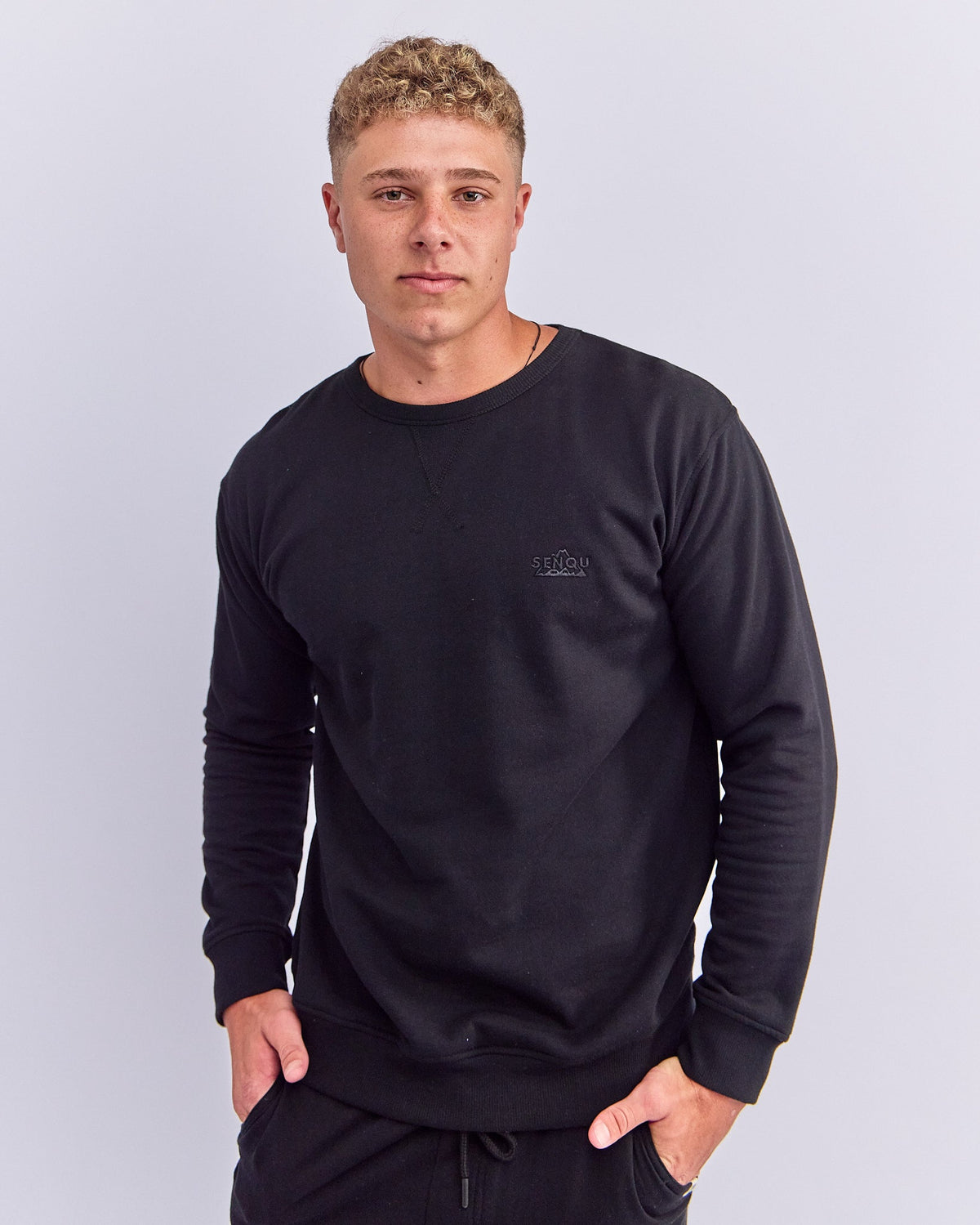 V -NECK INSET SWEATSHIRT