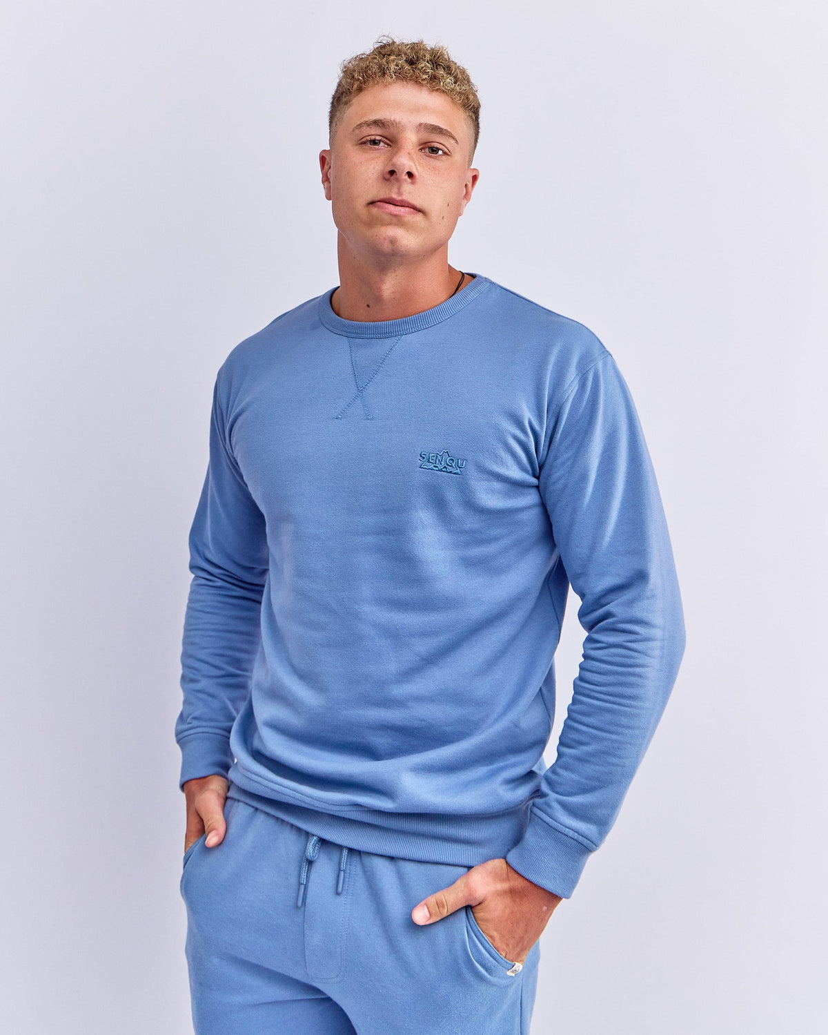 V- NECK INSET SWEATSHIRT