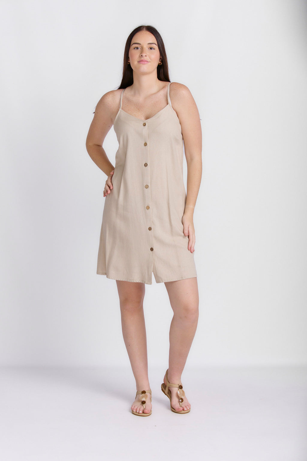 STRAPPY LINEN DRESS