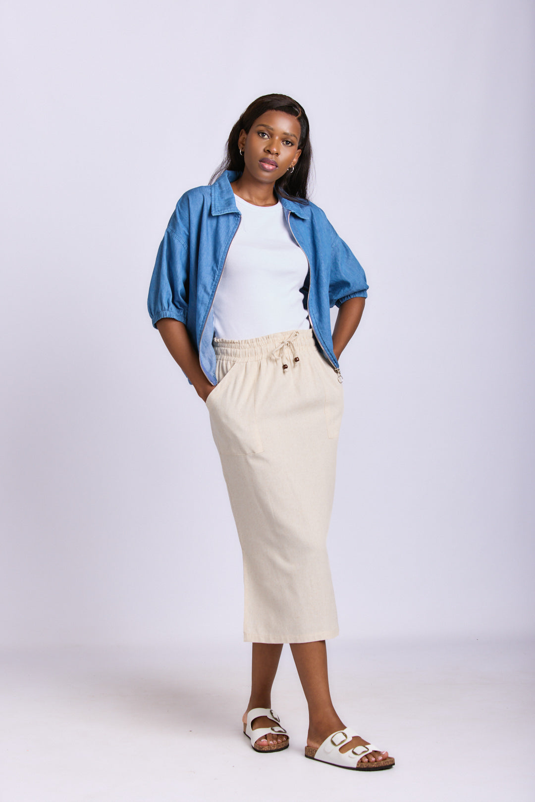 PAPER BAG LINEN SKIRT