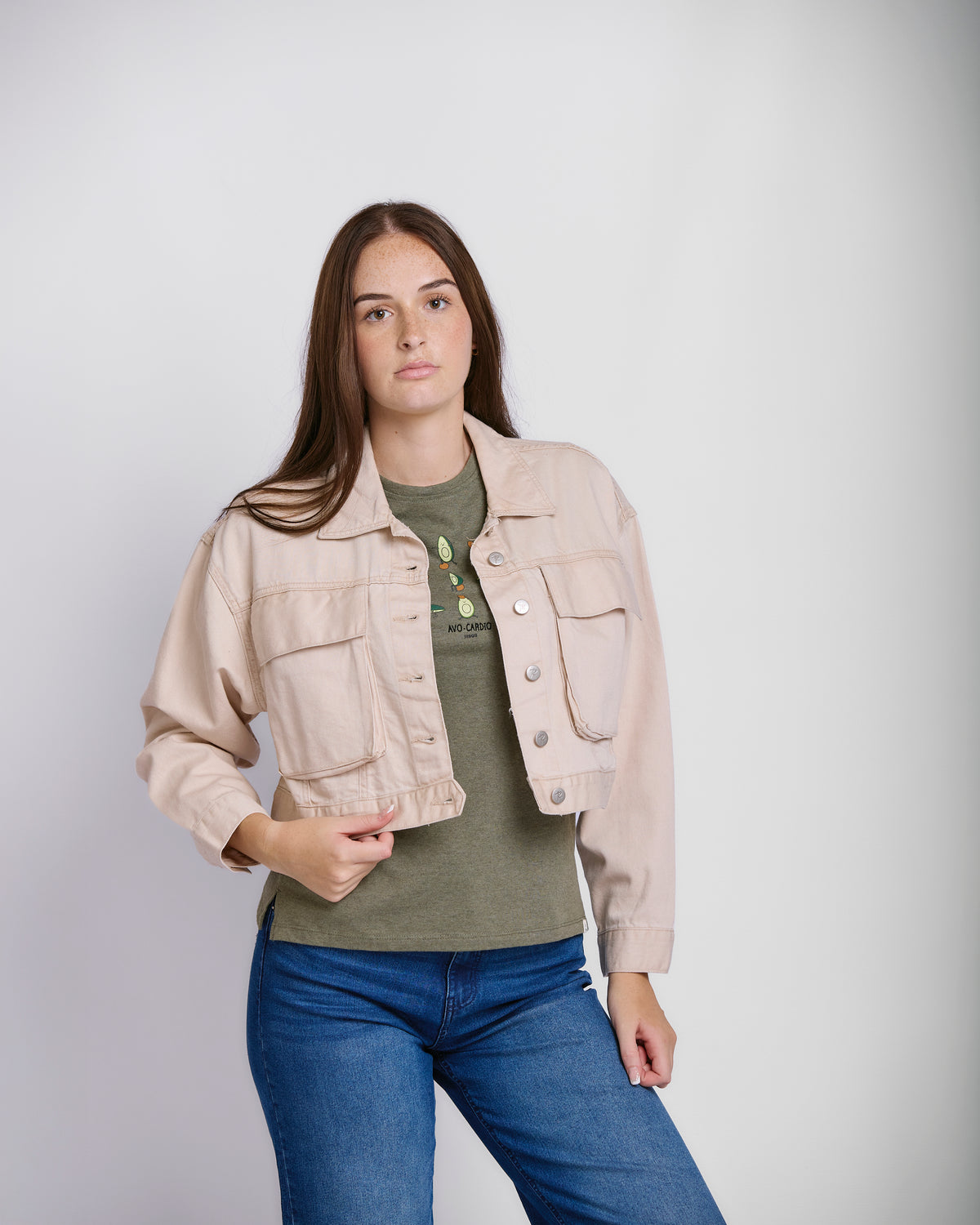 CROP PATCH POCKET TWILL JACKET