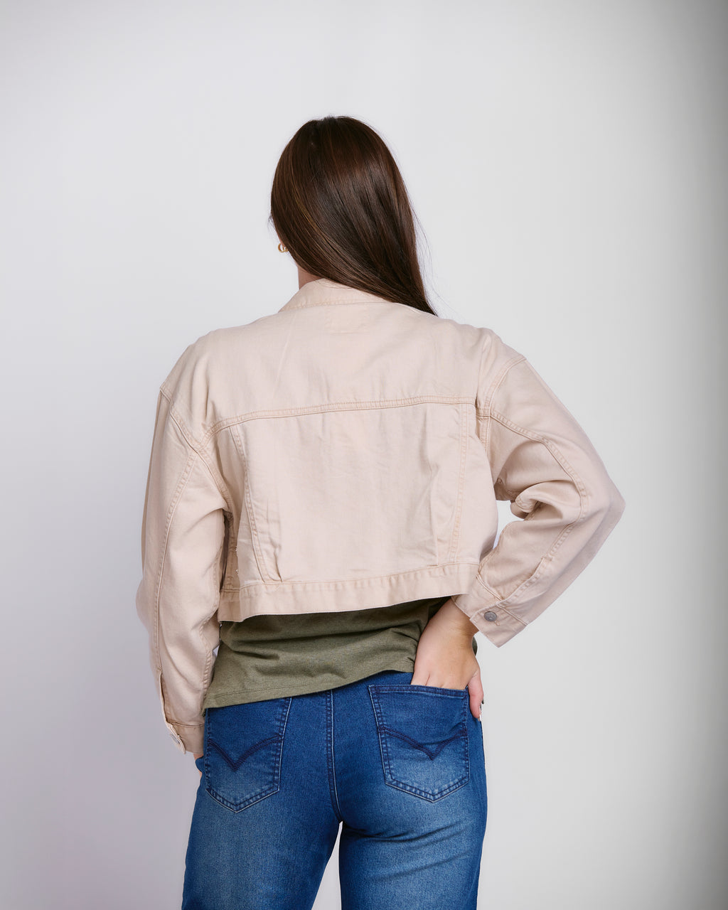 CROP PATCH POCKET TWILL JACKET