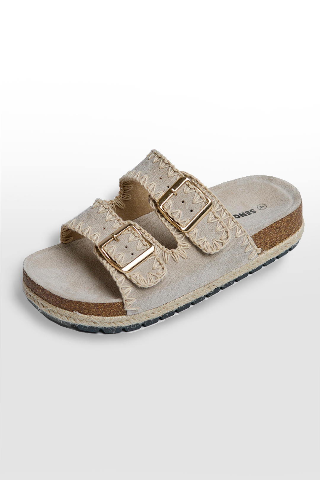 DOUBLE BUCKLE STITCH SANDAL