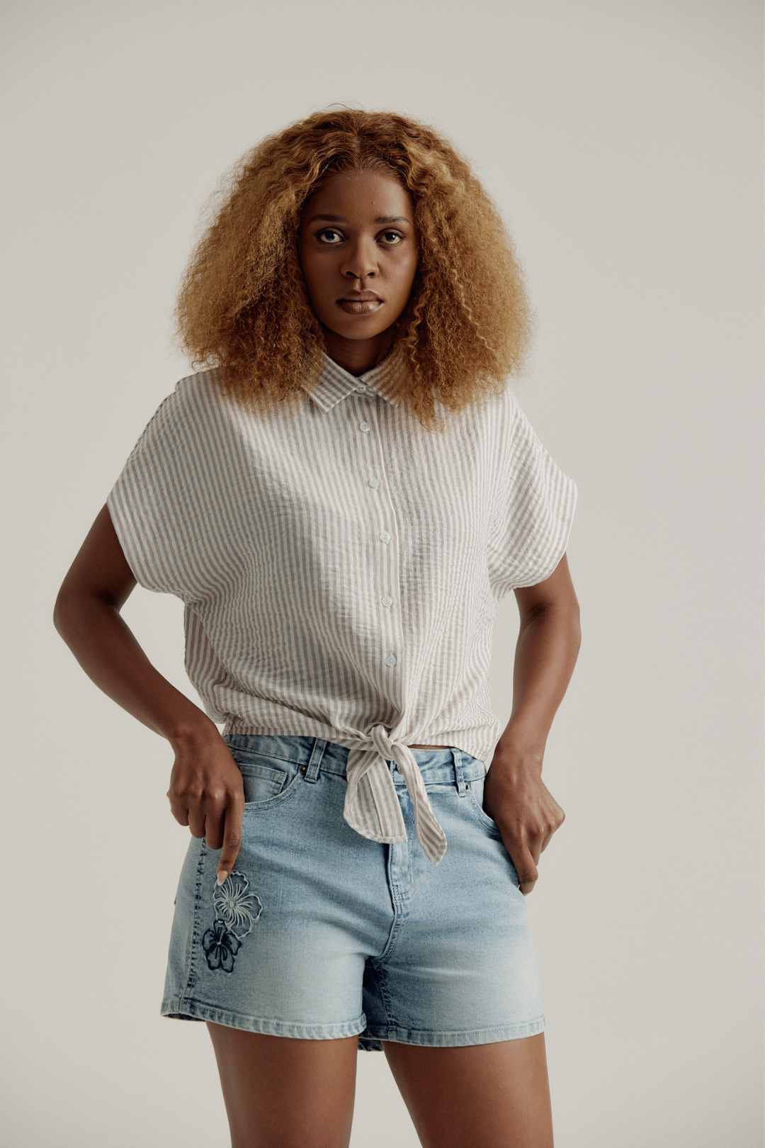 EMBROIDERED DENIM SHORTS
