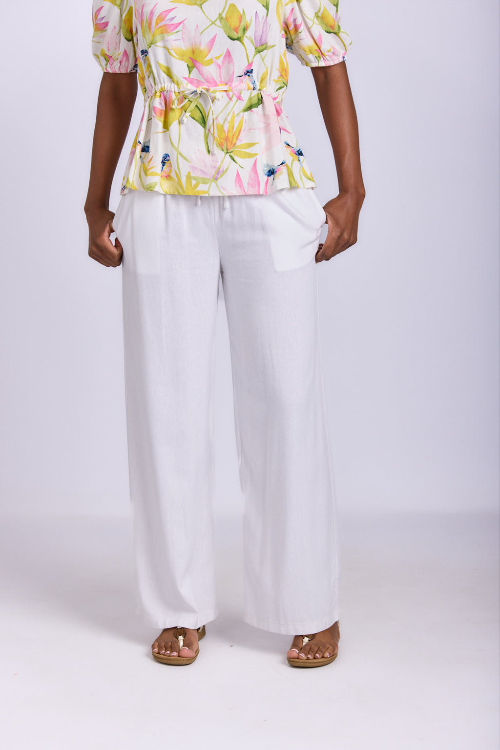 RELAXED STRAIGHT LEG LINEN PANTS