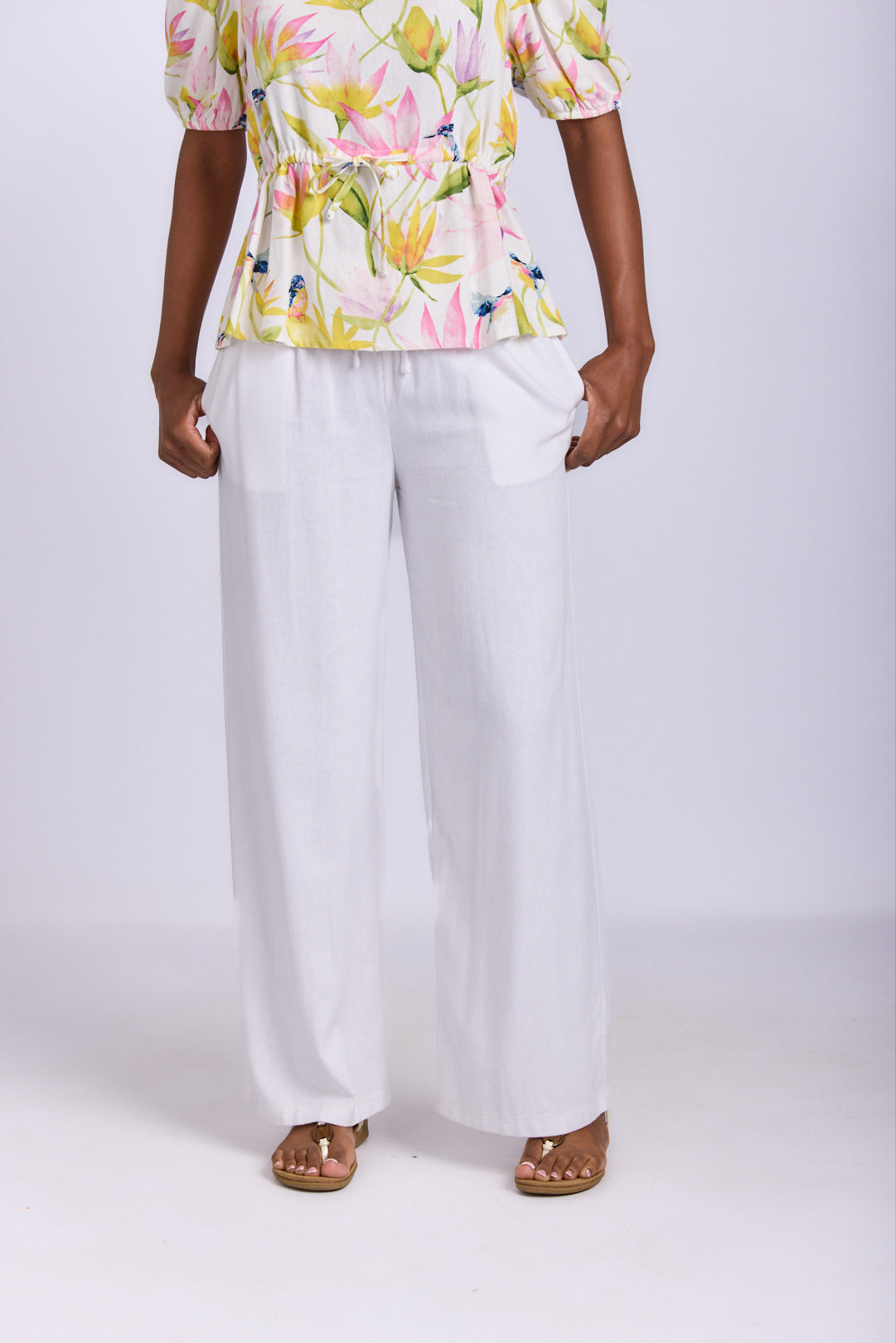 RELAXED STRAIGHT LEG LINEN PANTS