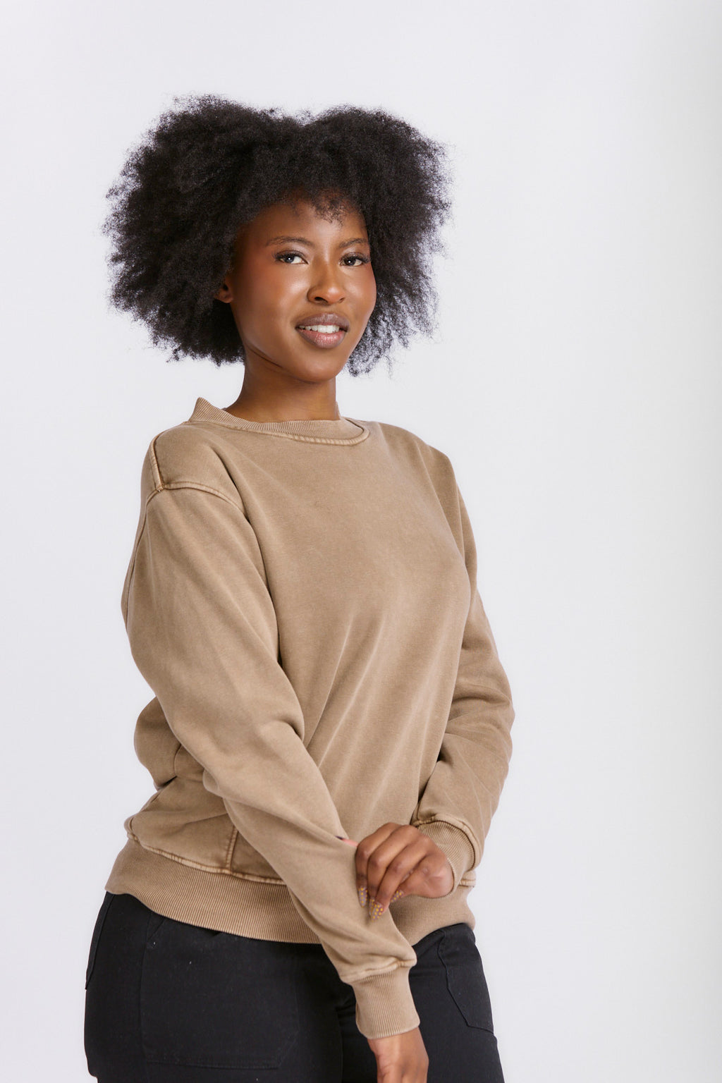 LADIES PIGMENT BRUSHED FLEECE SWEATSHIRT