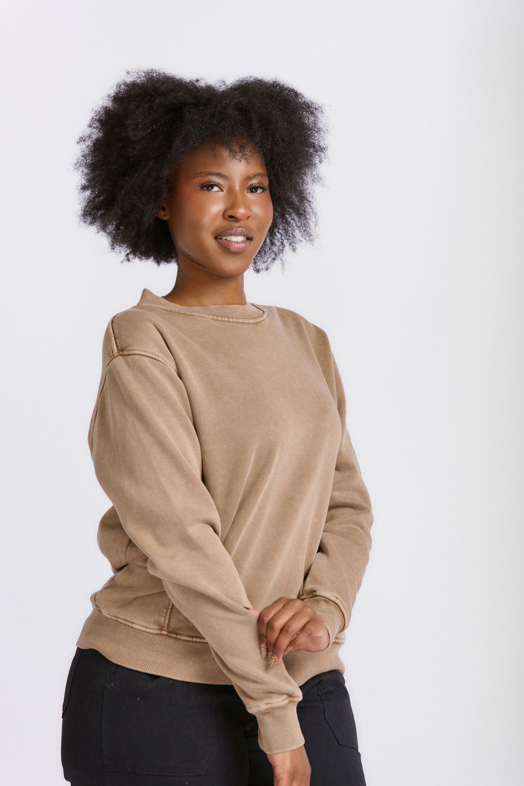 LADIES PIGMENT BRUSHED FLEECE SWEATSHIRT