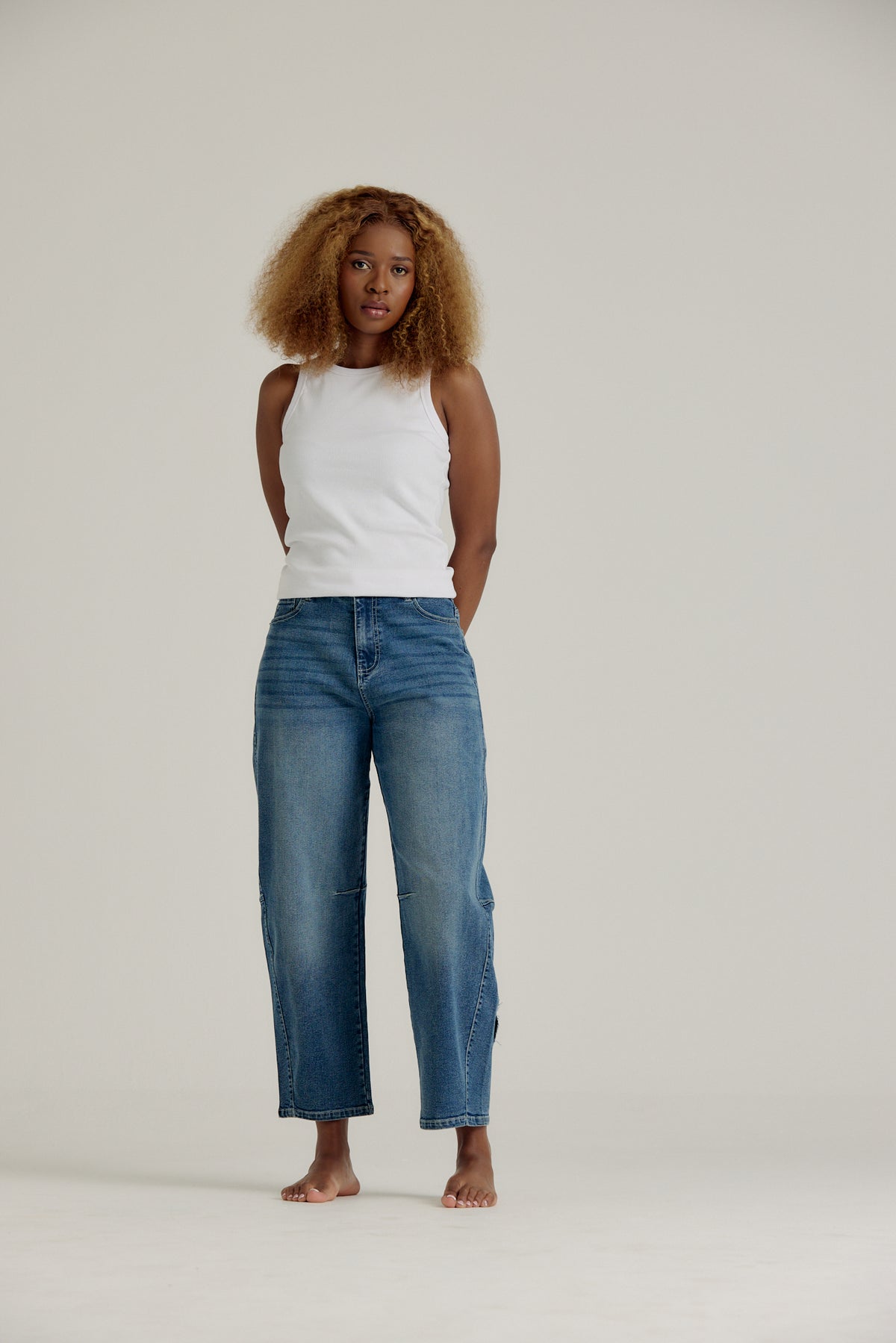 LADIES BARREL JEANS