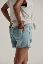 EMBROIDERED DENIM SHORTS