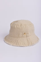 CANVAS BUCKET HAT WITH FRAYS