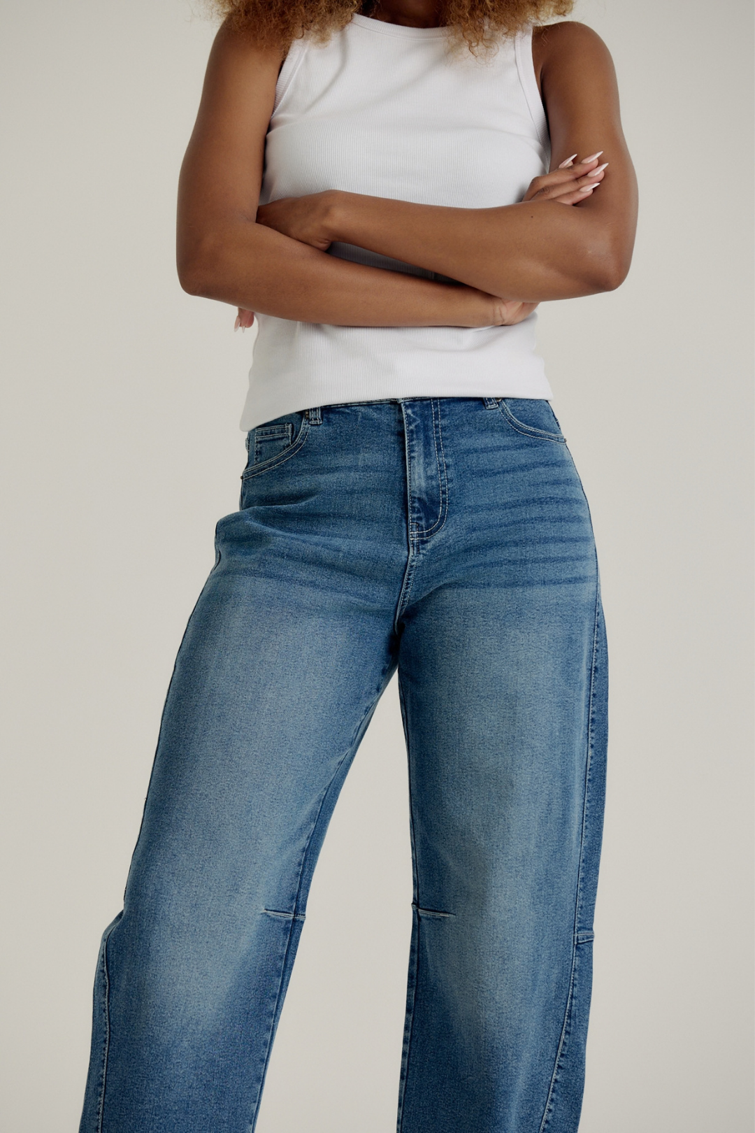 LADIES BARREL JEANS