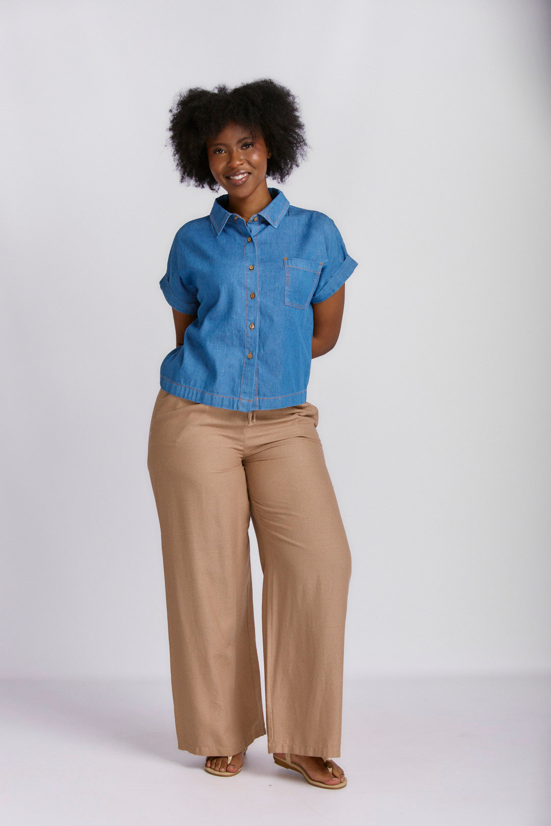 SHORT SLEEVE CHAMBRAY SHIRT
