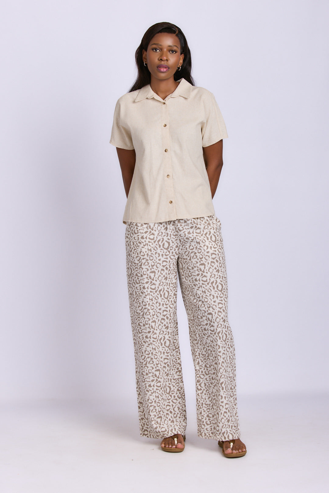 SHORT SLEEVE LINEN BLOUSE