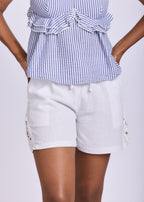 STRAPPY LINEN FRILL TOP