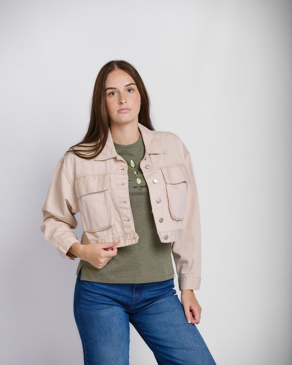 CROP PATCH POCKET TWILL JACKET