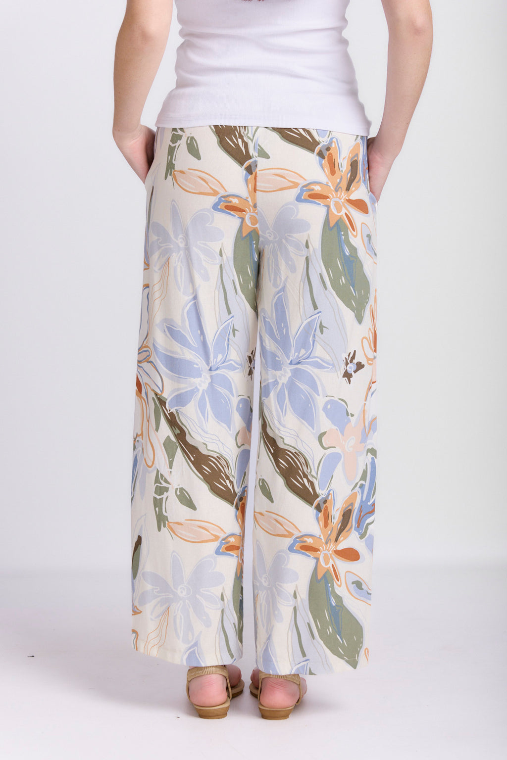 RELAXED STRAIGHT LEG LINEN PANTS