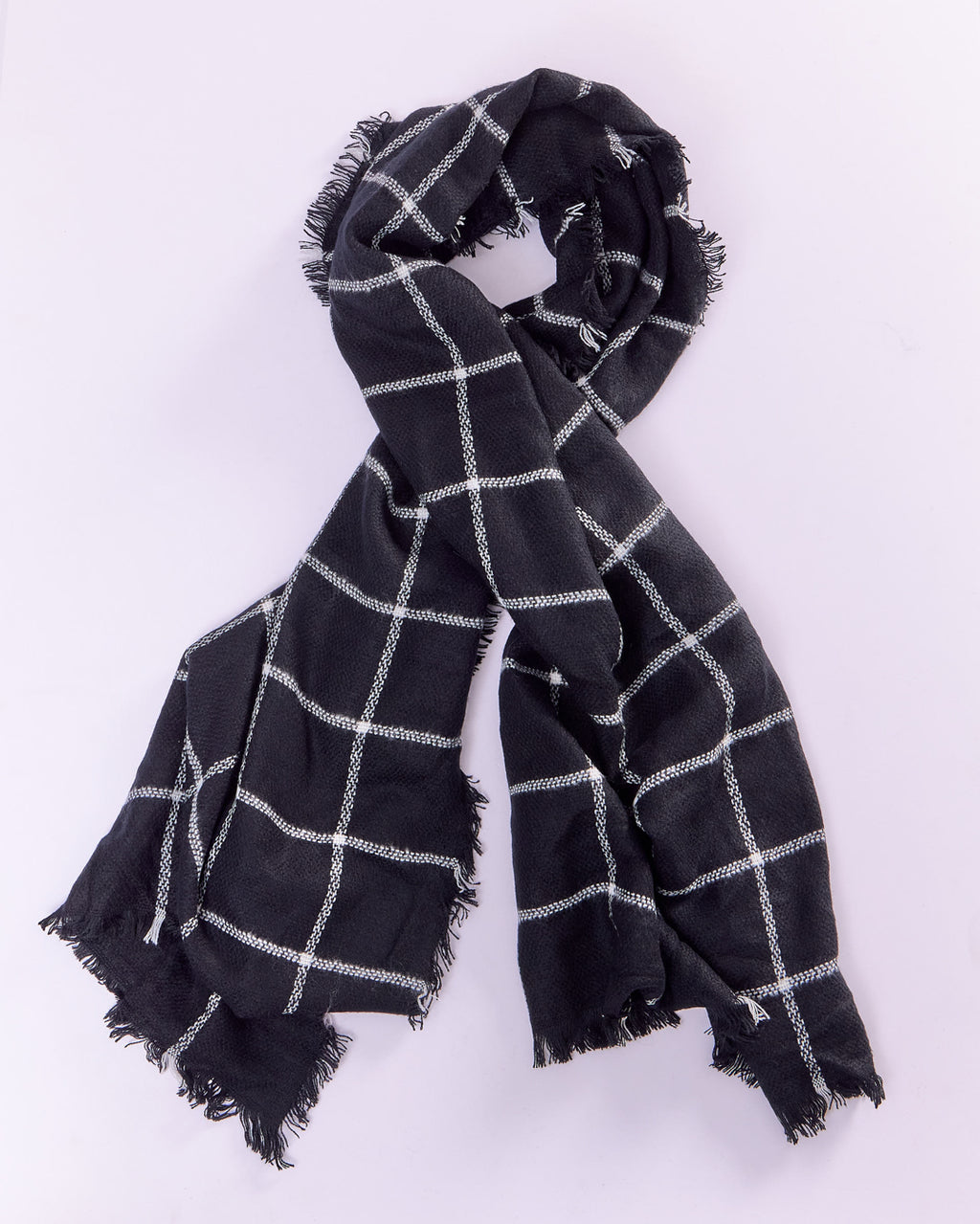 CHECK SCARF WITH FRAYS
