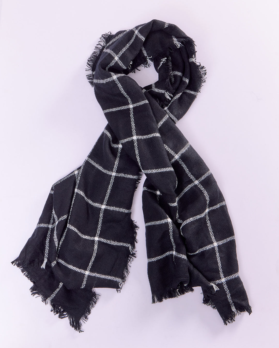 CHECK SCARF WITH FRAYS