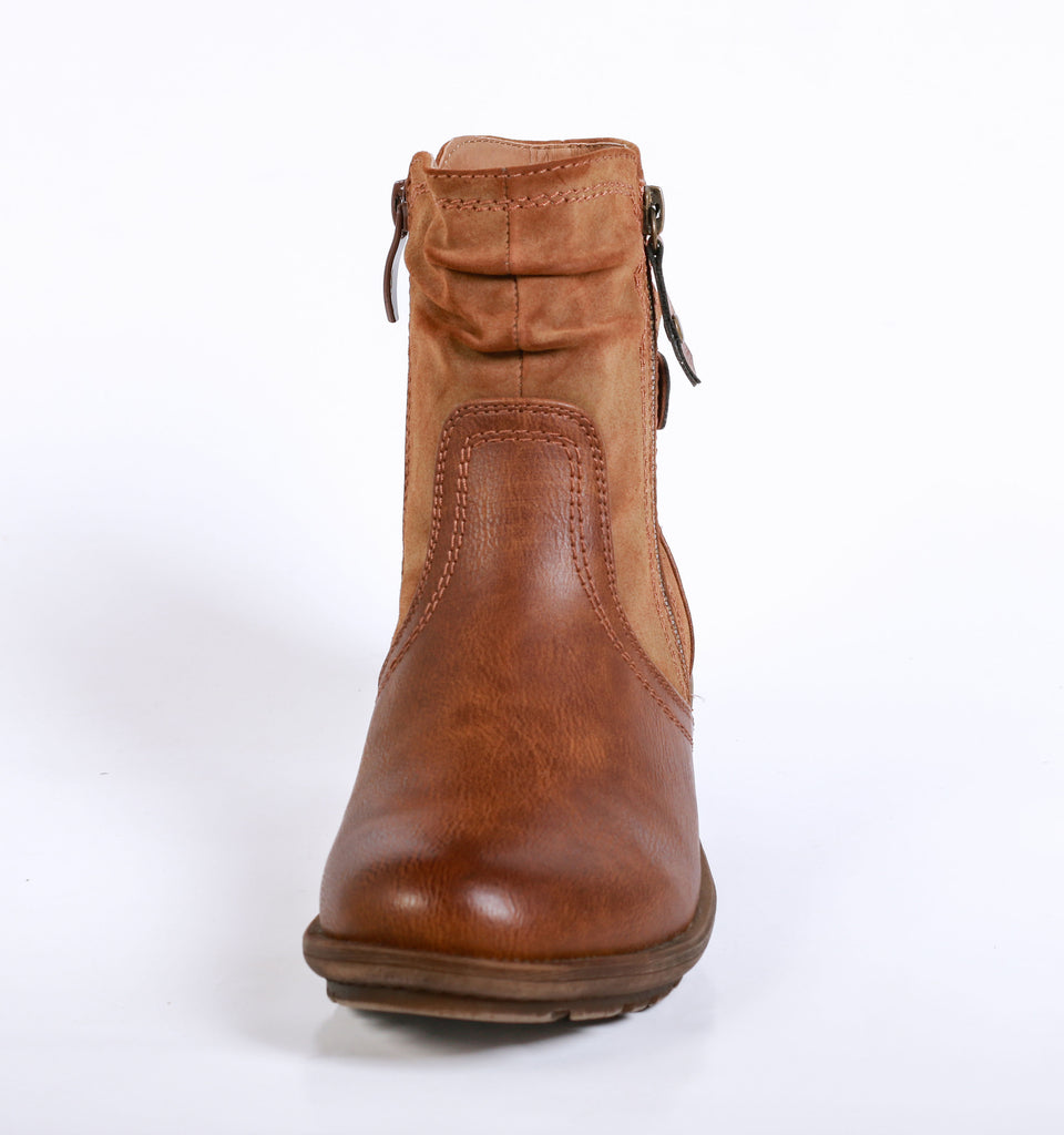 ROUGE BOOTS WITH SIDE ZIP - TAN – SenquOnline