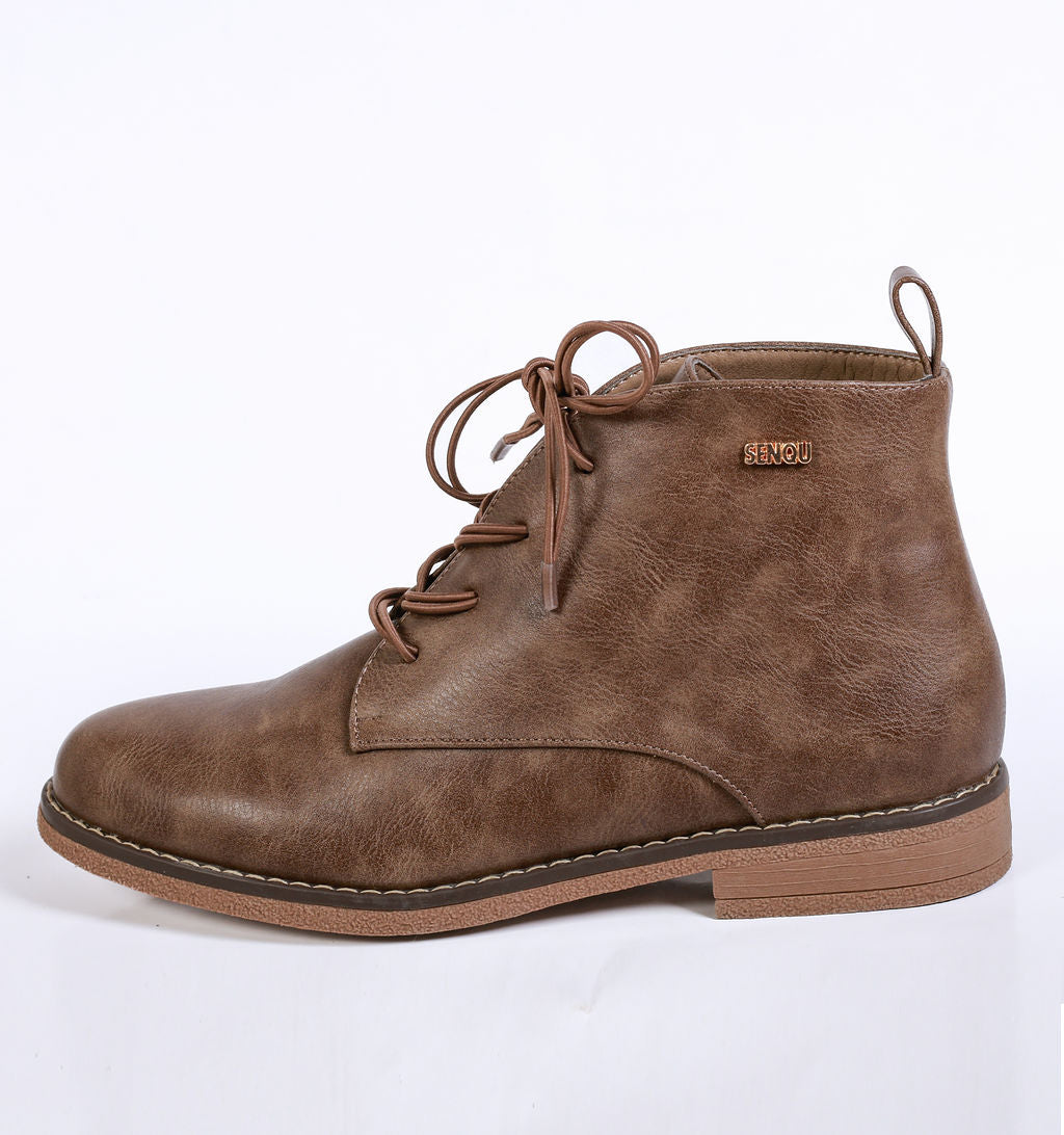 LACE UP ANKLE BOOT BROWN