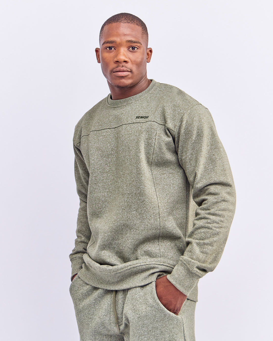 SPLIT FRONT JASPER SWEATSHIRT - OLIVE – SenquOnline