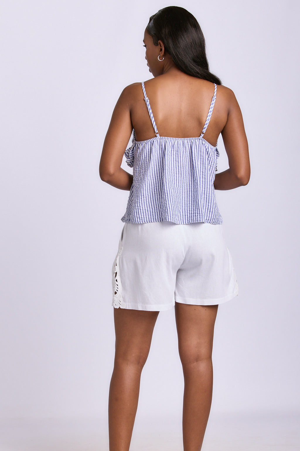 STRAPPY LINEN FRILL TOP