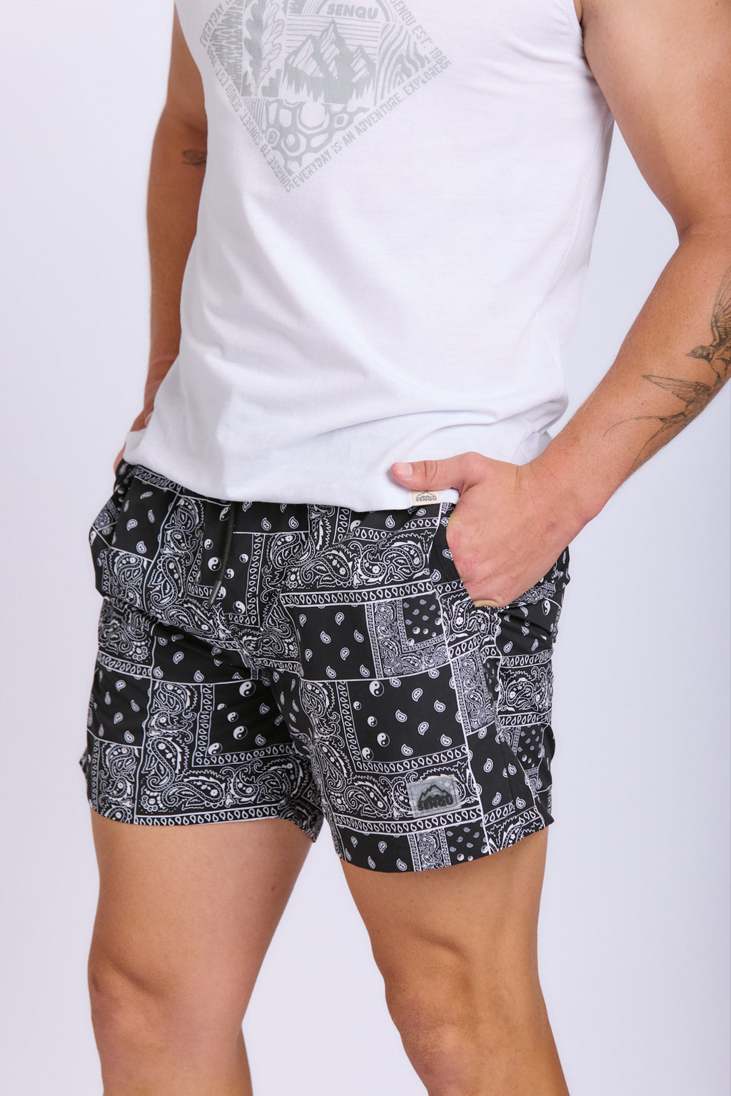 MENS PAISLEY BLOCKS SWIM SHORTS