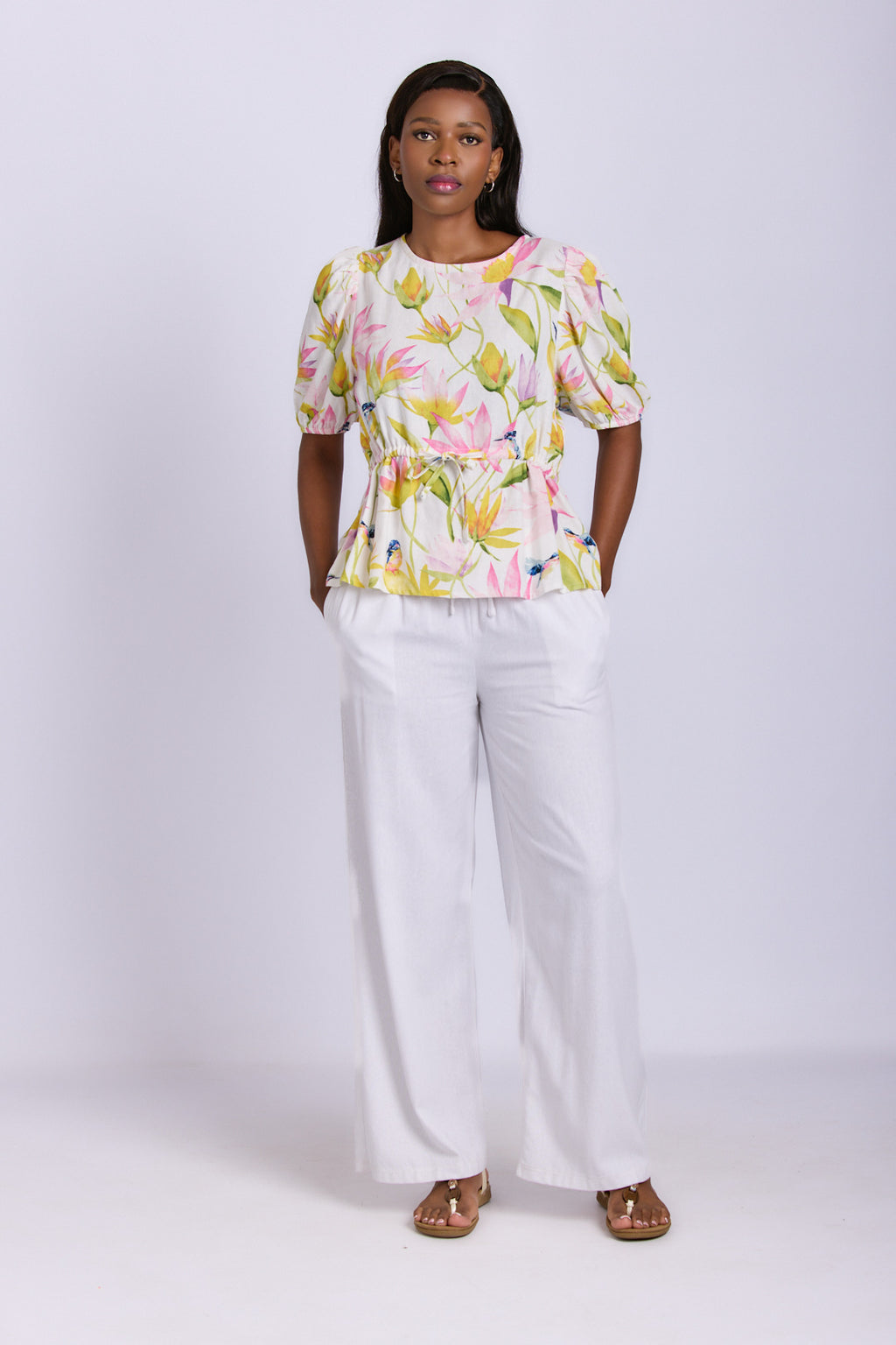 RELAXED STRAIGHT LEG LINEN PANTS
