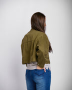 CROP PATCH POCKET TWILL JACKET