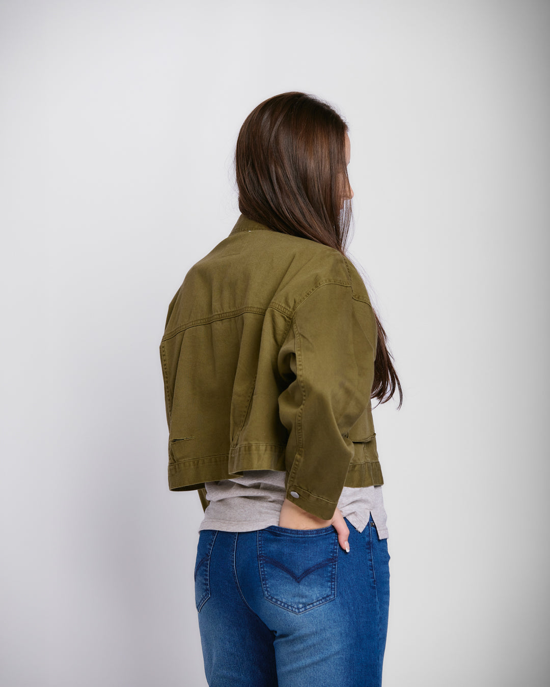 CROP PATCH POCKET TWILL JACKET