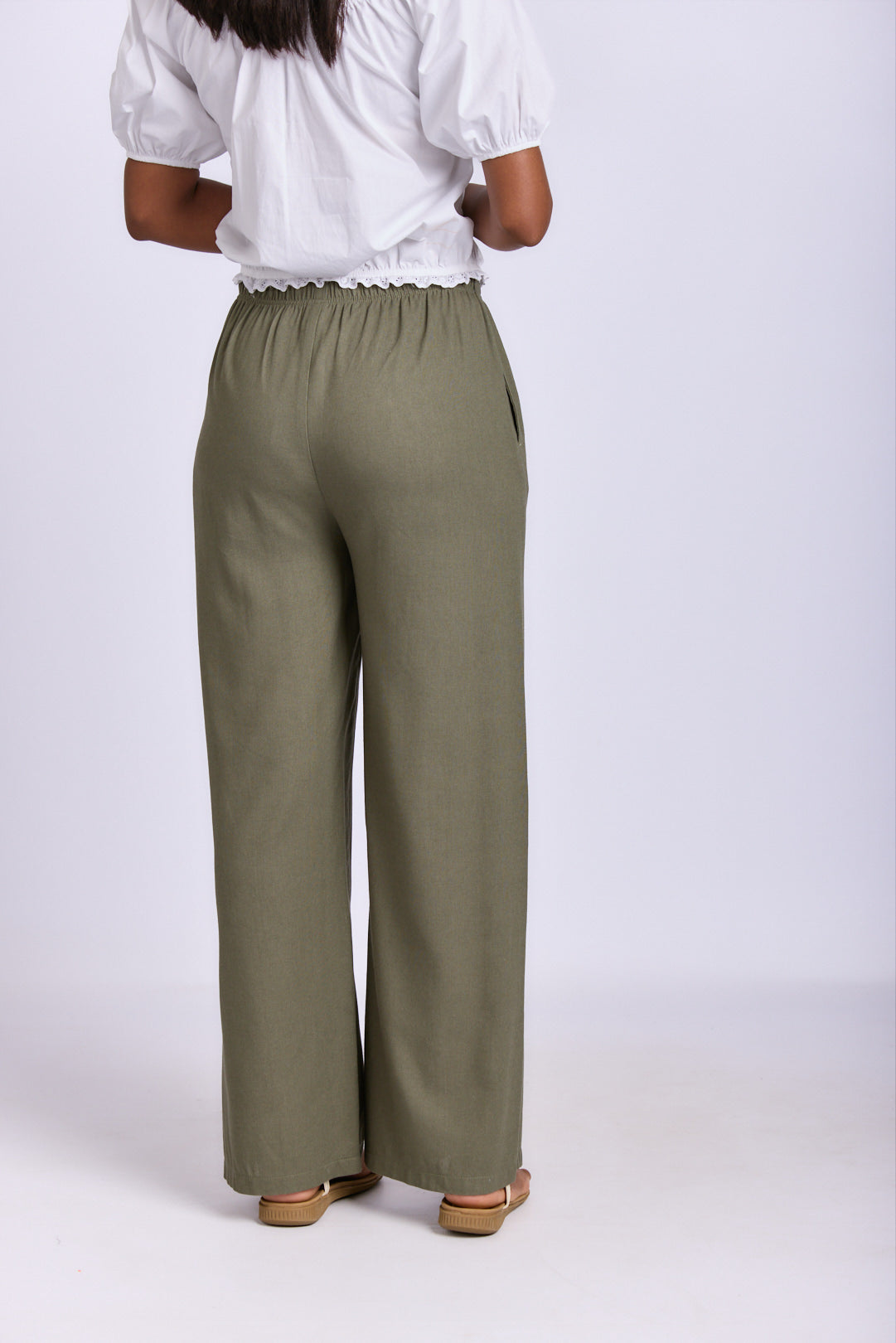 RELAXED STRAIGHT LEG LINEN PANTS