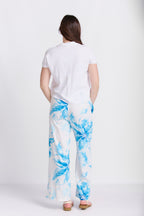 RELAXED STRAIGHT LEG LINEN PRINTED PANTS