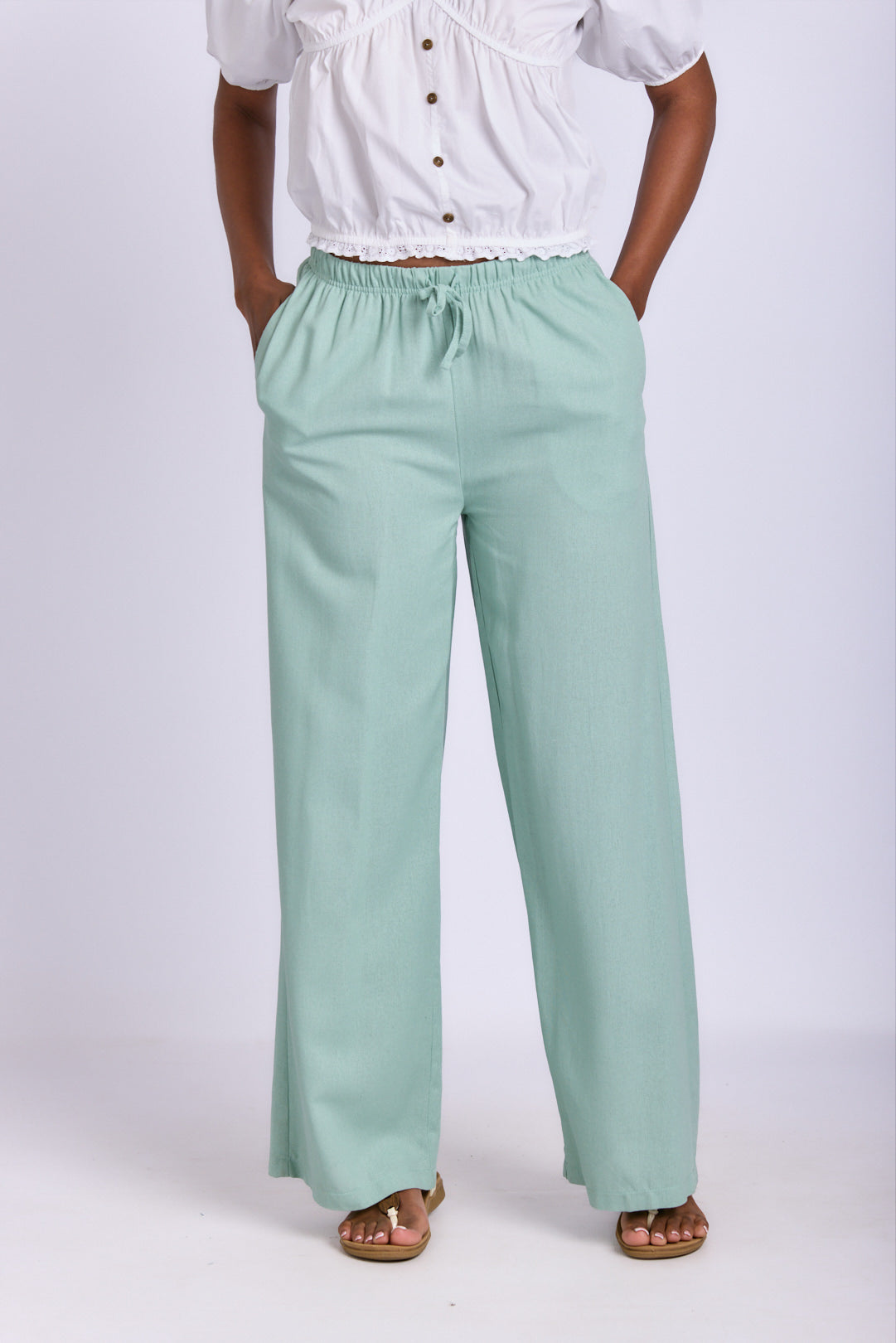 RELAXED STRAIGHT LEG LINEN PANTS