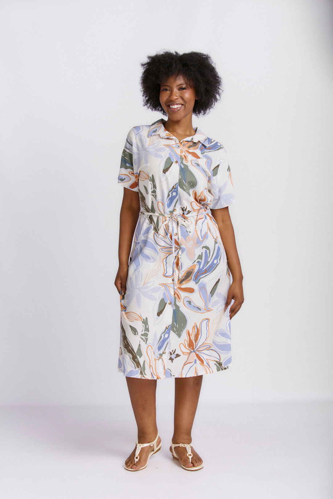 BUTTON THROUGH LINEN SHIRT DRESS