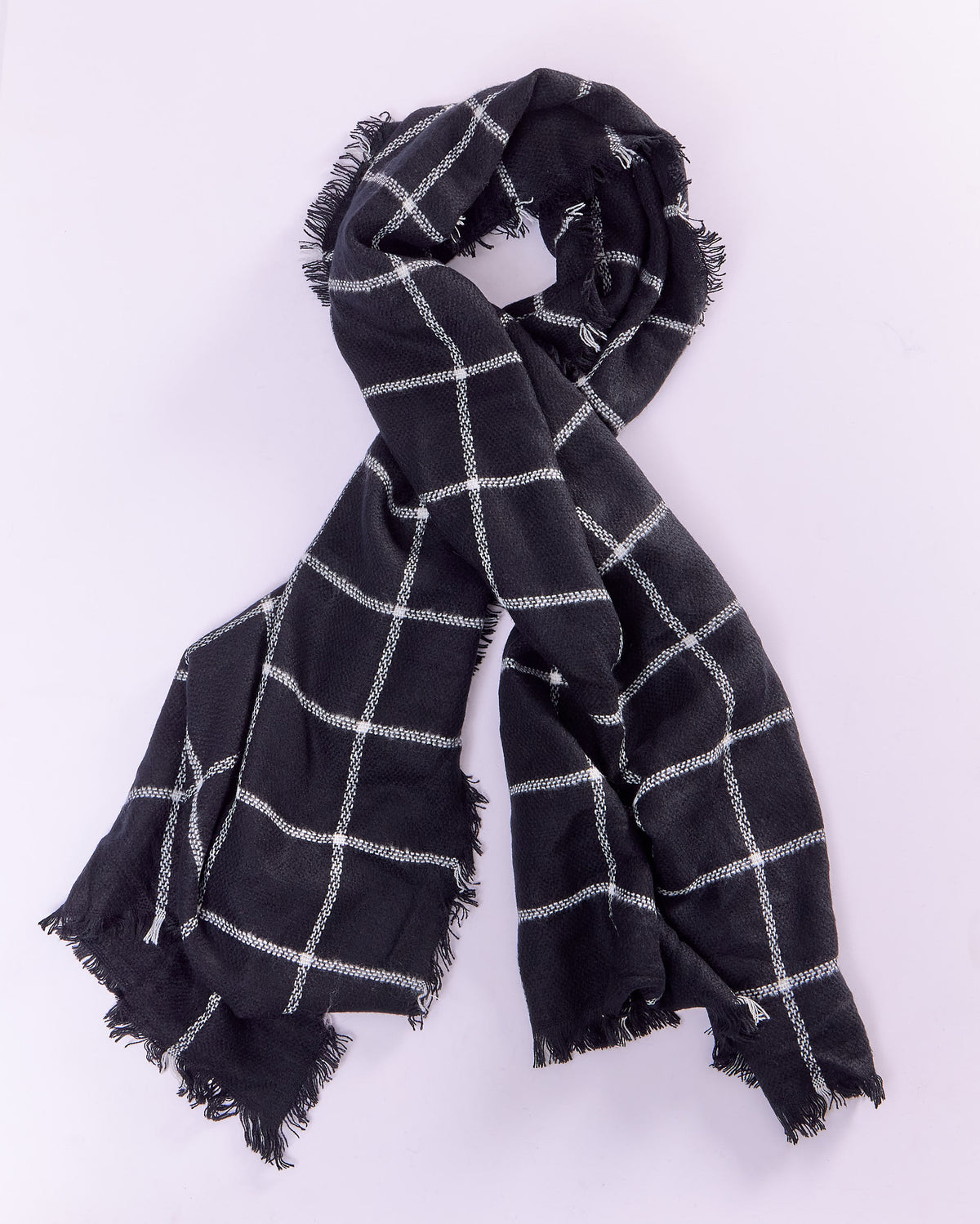CHECK SCARF WITH FRAYS
